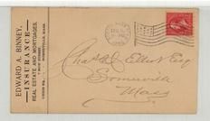 Charles Elliot Esq. Someville Mass 1896 Edward A. Binney Insurance, Real Estate and Mortgages, Perkins Collection 1861 to 1933 Envelopes and Postcards